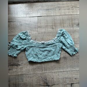 Mimi Chica Teal Embroidered Blouse